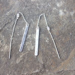 Silver tone Bar Theader Earrings.